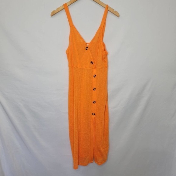 TIME and Tru Orange Longer thin Dress button up bathing suit cover up - Picture 3 of 12